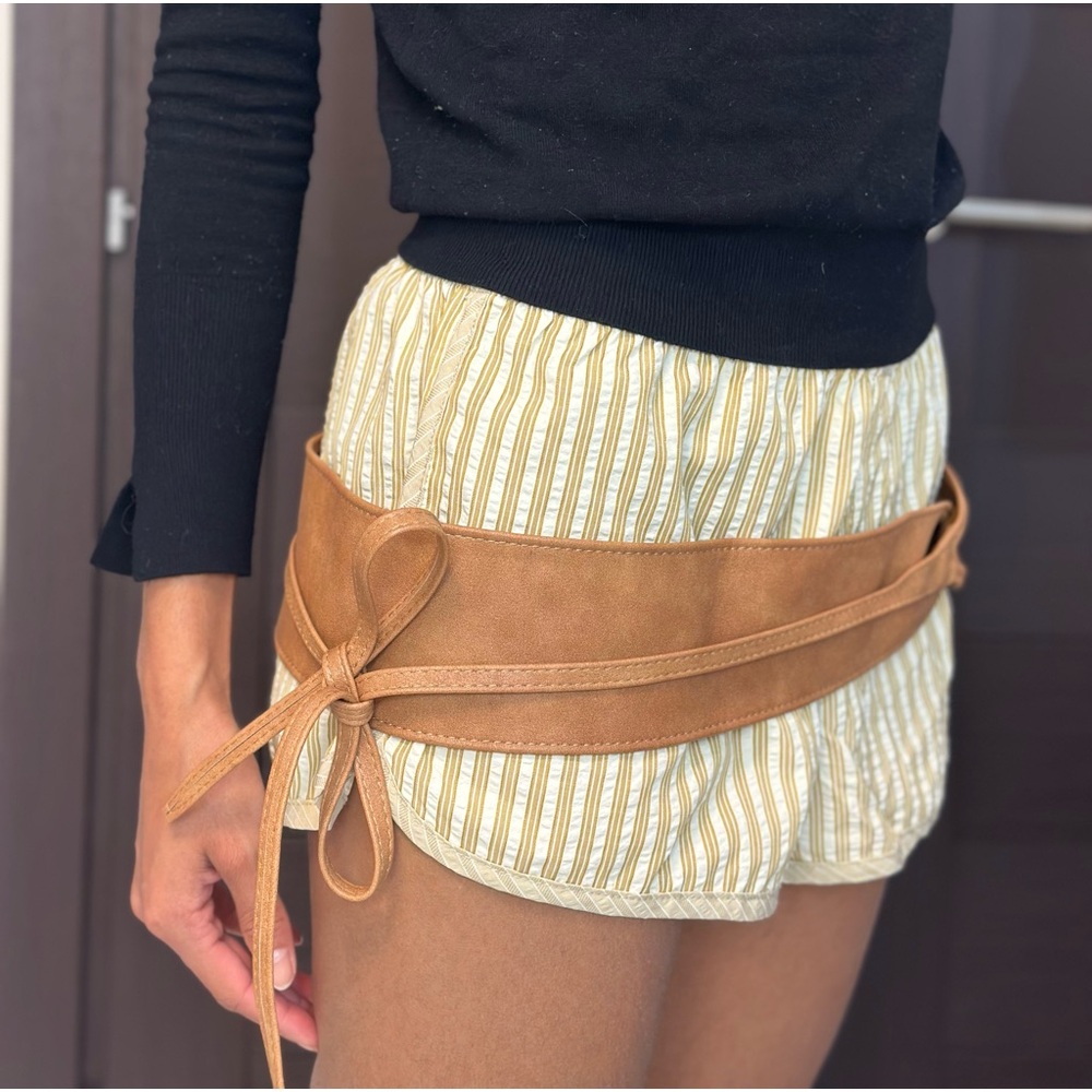 Tan Faux Leather Wrap Belt